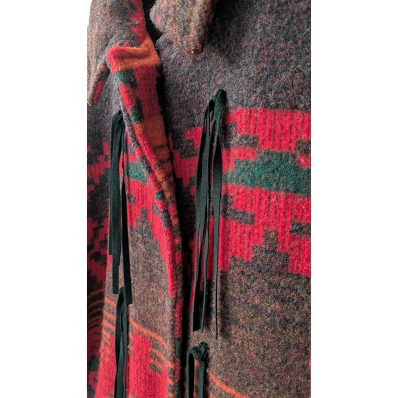 Vintage 90s Woolrich Womens Southwest Wool Trench Coat Large Aztec Long Duster - Picture 3 of 12